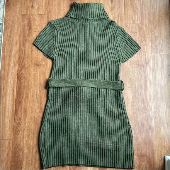 Cotton Candy Cable Knit Belted Green Turtleneck Sweater Dress size XL - Picture 4 of 8